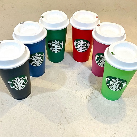 New Starbucks Color Changing Reusable Hot Cups Lids Coffee Plastic Colorful - Picture 4 of 7